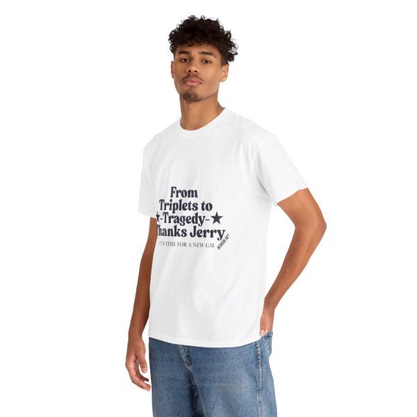Funny Unisex Heavy Cotton Tee - "From Triplets to Tragedy, Thanks Jerry" - Image 3